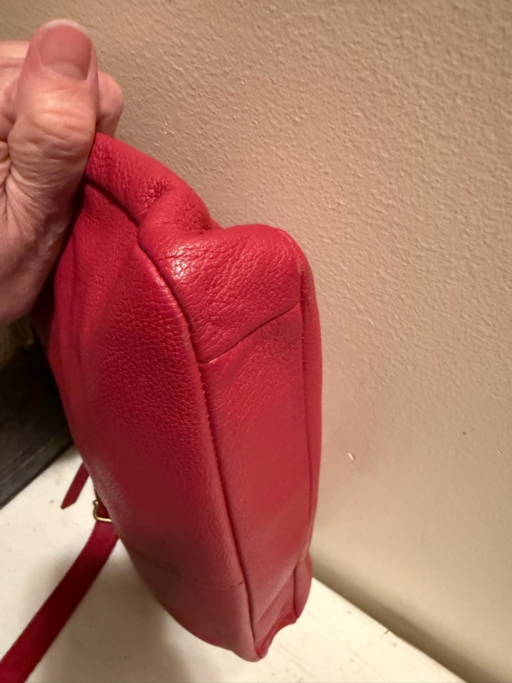 Fossil Elise Double Zip Fuchsia Pebbled Leather  Crossbody Shoulder Bag EUC - Picture 6 of 10